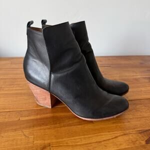 Fortress of Inca Ani Black Leather Pull On Ankle Boots Size 40